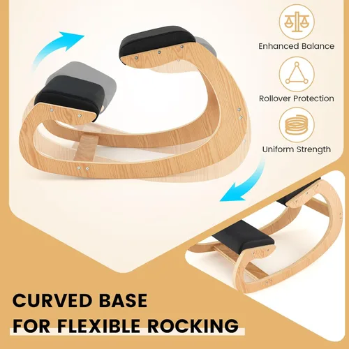 Miniatura 7 de Giantex Silla ergonómica de rodillas, silla de postura para escritorio con cojín, marco de madera maciza, carga máxima de 330 libras, cómoda silla