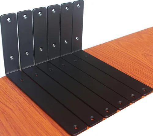 Miniatura 33 de Paquete de 12 soportes de estante en L de 8 pulgadas de largo x 6 pulgadas de alto x 1.5 pulgadas de ancho, 5 mm de grosor, soporte de estante en L