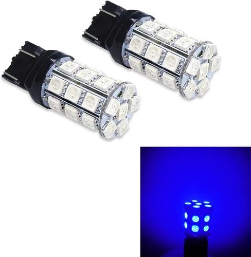 Miniatura 18 de PA LED 2 piezas 13SMD T20 7443 azul auto LED bombilla 12V para señal de giro lateral marcador de parada luz trasera