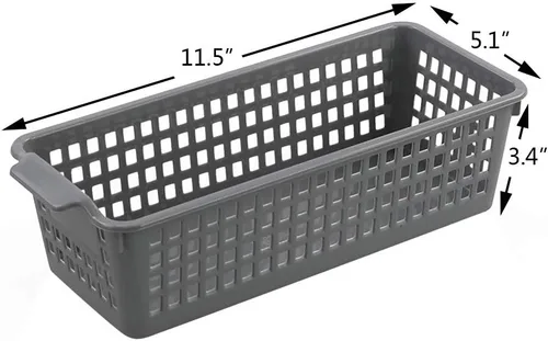 Miniatura 3 de Cestas de almacenamiento de plástico delgadas, cestas de almacenamiento rectangulares de plástico, 6 paquetes