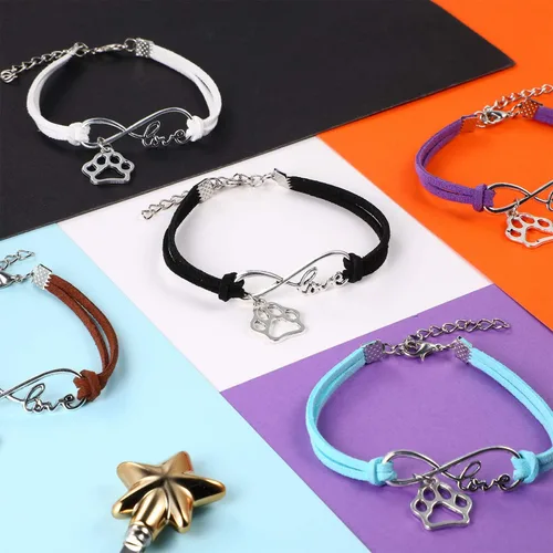 Miniatura 7 de Paquete de 15 pulseras de pata para niños y adultos, ajustables, pulseras con dijes, cachorros, perros, gatos, animales para fiestas temáticas