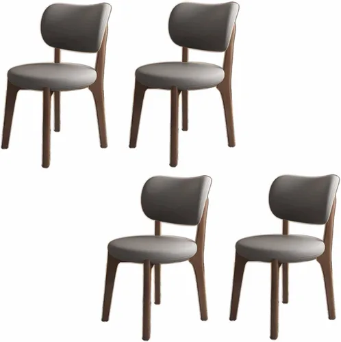 Miniatura 20 de Juego de 2 sillas de comedor tapizadas de cuero suave, sillas de comedor de madera maciza, con asiento acolchado y patas de madera para cocina, sala