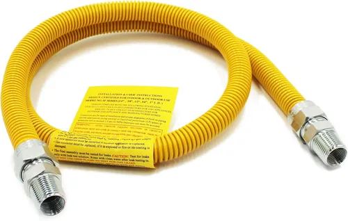 Miniatura 9 de Kit de conector de gas flexible de 48 pulgadas, acero inoxidable recubierto de amarillo de 5/8 pulgadas, manguera de gas de 1/2 pulgada de diámetro