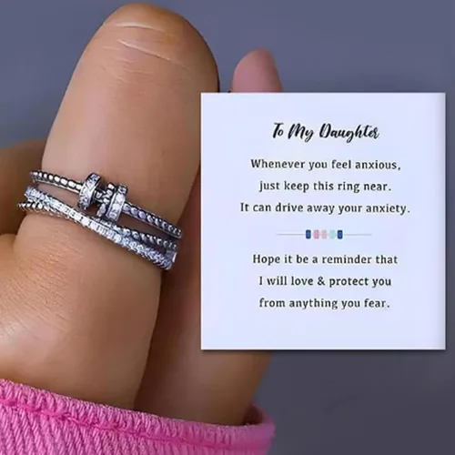 Miniatura 8 de Long tiantian Regalos de mamá para hija Anillo giratorio ajustable de ansiedad para mujeres Regalos del día de la madre para hija, ajustable, Metal