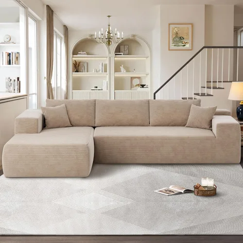 Miniatura 18 de Sofás seccionales Cloud de 96 pulgadas para sala de estar, sofá sin hueso en forma de L con cómoda silla, sofá modular con asiento profundo,