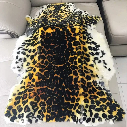 Miniatura 8 de Alfombra de Área Estilo Chic con Estampado de Tigre Leopardo Piel de Oveja Australiana Alfombra Suave de Felpa Manta de Piel de Cordero Alfombra