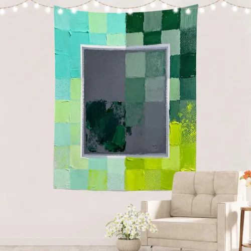 Miniatura 46 de Batmerry Tapiz azul y blanco, tapiz abstracto de pintura azul, negro, gris y blanco, para sala de estar, dormitorio, pared, decorativo, 51.2 x 59.1