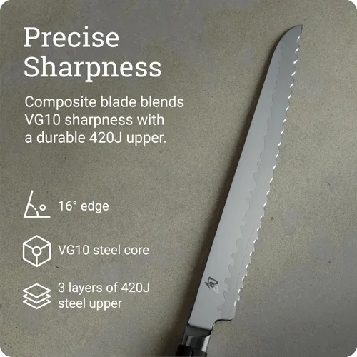 Miniatura 3 de Shun Sora - Cuchillo para pelar, Pan, 9 pulgadas, Metálico