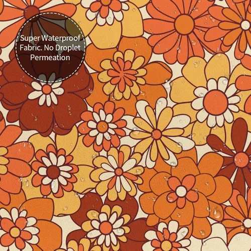 Miniatura 4 de Ohocut Cortina de ducha floral naranja, cortinas de ducha retro bohemias para baño, bonitas cortinas de baño de flores geniales, cortina de ducha
