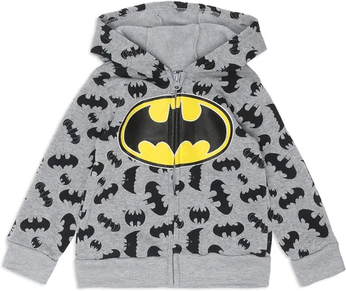 Miniatura 2 de Warner Bros. Batman - Conjunto de sudadera con capucha y pantalón con cremallera para niños pequeños y pequeños, gris oscuroamarillonegro