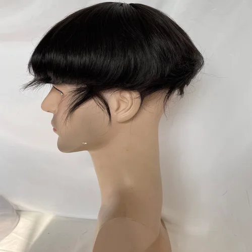 Miniatura 3 de Voloria Peluca de cabello humano europeo para hombre, 10x8 pulgadas, HD, encaje suizo, súper delgada, piel trasera, repuesto de cabello, color negro