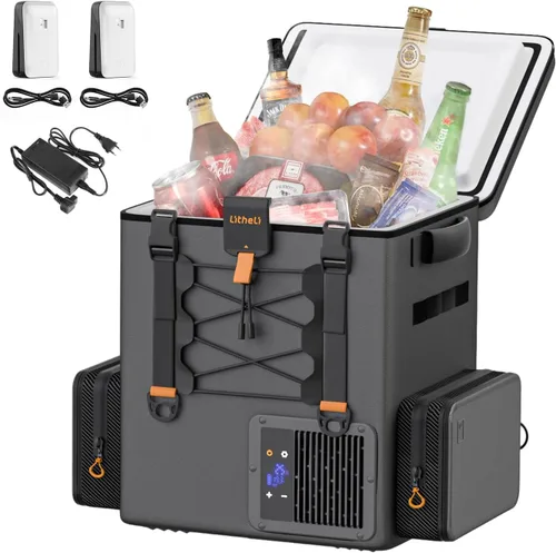 LiTHELi 12V Refrigerador de Coche y Enfriador Eléctrico, 21QT/20L Refrigerador de Coche Portátil (-4-68℉), Enfriador de Compresor Alimentado por