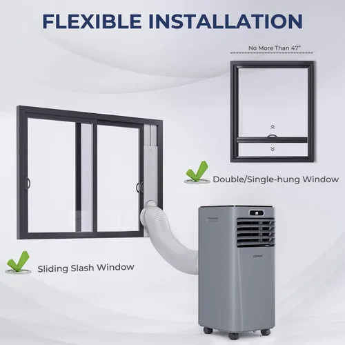 Miniatura 9 de COSTWAY - Aire acondicionado portátil, enfriador de aire de 10000 BTU con modo de secado/ventilador/reposo, 2 velocidades, función de temporizador