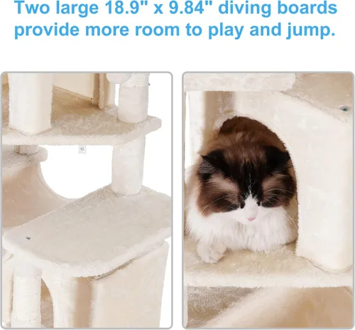 Miniatura 5 de Hey-brother Árbol de gato, torre XL grande de 71 pulgadas para gatos de interior, casa de gato de varios niveles con 3 asientos acolchados, rascador
