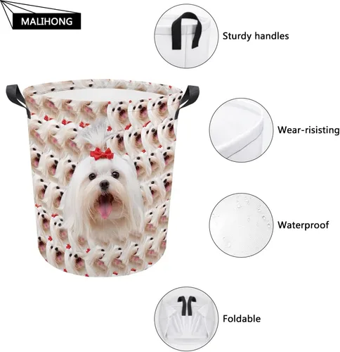 Miniatura 3 de Cesta plegable con estampado de perro, lindo Cavalier King Charles Spaniel Sandía con asa, caja de juguetes, bolsa de almacenamiento