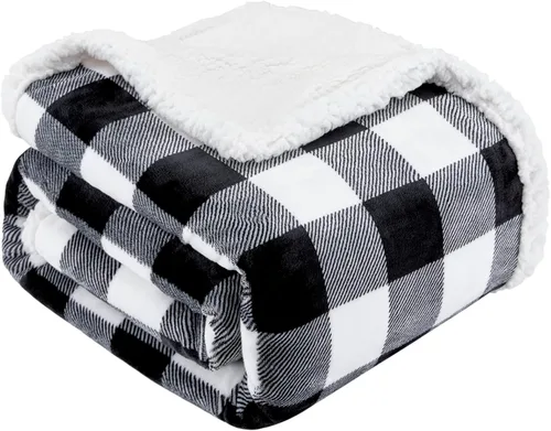 Miniatura 21 de Touchat Manta Sherpa Buffalo a cuadros tamaño individual de 60 x 70 pulgadas, mullida, suave y acogedora, manta de microfibra de felpa de franela