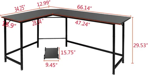 Miniatura 2 de Escritorio para computadora, mesa de estudio, escritorio en forma de L, escritorio de escritorio para computadora, escritorio de esquina