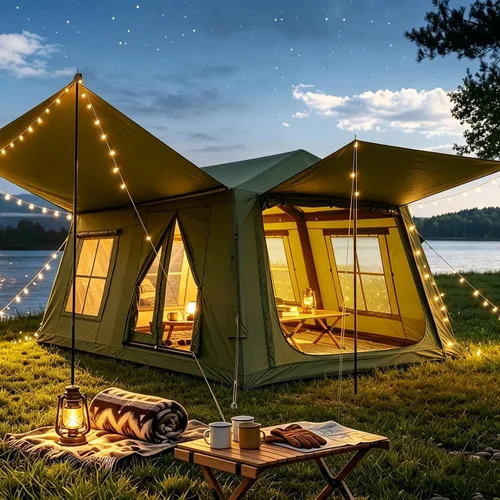 Miniatura 16 de Inflatable Blow Up Tents for Camping,Waterproof Oxford Hot Tent with Manual Pump,Spacious Easy Setup Inflatable Camping Air Tent for Family Glamping