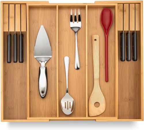 Miniatura 15 de Organizador de Cajón de Cocina Purawood - Organizador de Utensilios Extensible para Cocina, Bandeja de Cuchillos y Organizador de Cubiertos, 3-5