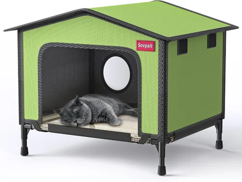 Miniatura 9 de SOVPAI - Casa para gatos al aire libre, casa impermeable para gatos callejeros, adecuada para gatos de exteriores/interiores, fácil de montar