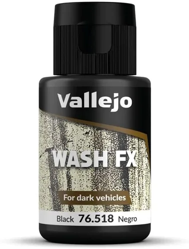 Vallejo - Wash FX | Negro 35 ml. (1.18 fl.oz.) | Diseñado para Vehículos Oscuros | Realismo Visual para tus Proyectos | Uso con Pincel o Aerógrafo