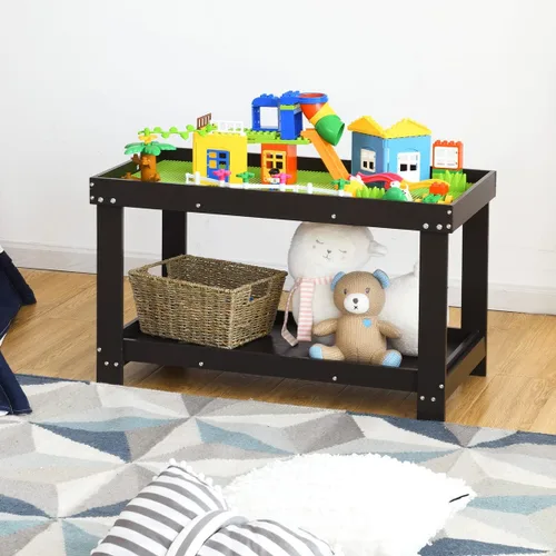 Miniatura 2 de Costzon - Mesa de actividades para niños 2 en 1 con almacenamiento, mesa patentada para bloques de construcción con tablero para manualidades