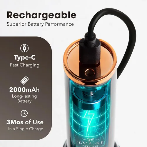 Miniatura 7 de Zulay Kitchen Espumador de leche recargable de mano, varita espumadora, mezclador de bebidas, espumador eléctrico, para capuchinos, matcha y Lux