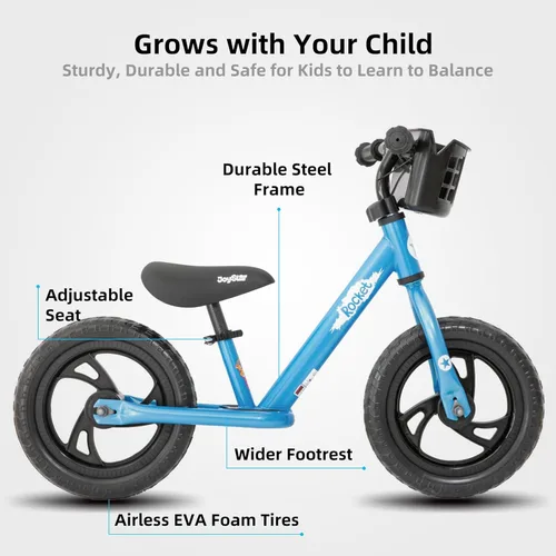 Miniatura 2 de JOYSTAR Bicicleta de equilibrio de 12/14 pulgadas para niños de 18 meses a 5 años, bicicletas de equilibrio ligeras para niños pequeños con Azul