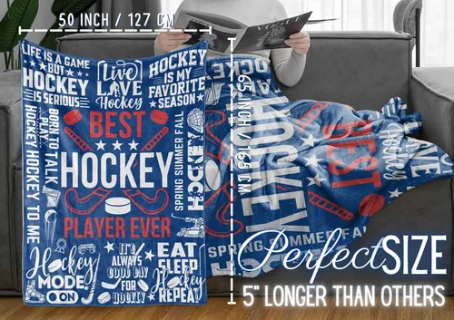 Miniatura 3 de InnoBeta Regalos de hockey para niños y hombres, mantas de franela de cama de 50 x 65 pulgadas para Navidad, regalos de hockey para niños de 8 a 12