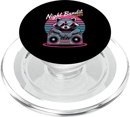 Miniatura 7 de Raccoon Boombox Retro Night Bandit Vibes Aesthetic PopSockets Adhesive PopGrip