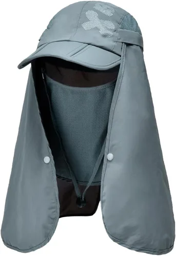 Miniatura 7 de Sombrero de pesca para hombres y mujeres, sombrero de protección solar UPF 50+, gorra plegable con solapa de malla para el cuello, correa resistente