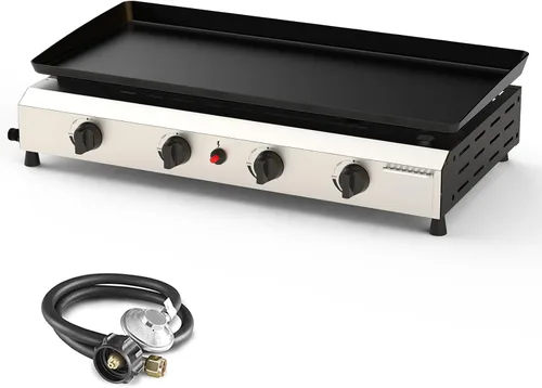 Miniatura 11 de Parrilla de gas para barbacoa de 3 quemadores, 25.6 pulgadas de acero inoxidable portátil a propano, parrilla plana de 30,000 BTU para acampar