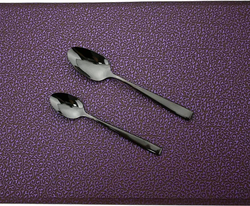 Miniatura 9 de Juego de cubiertos de mango grueso de 24 piezas, acero inoxidable 18/10 negro antiguo con cuchillo para carne, juego de cubiertos pulidos de espejo