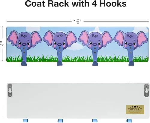 Miniatura 2 de EXCELLO GLOBAL PRODUCTS Ganchos para abrigos infantiles (elefante)