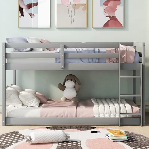 Miniatura 7 de Merax Litera individual sobre cama individual con escalera y barandillas de seguridad para adolescentes, niños o niñas, no necesita caja