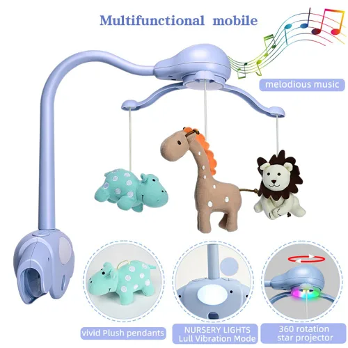 Miniatura 2 de Pack and Play - Cuna móvil para niños o niñas, moisés azul claro con música, rotación, luces de guardería, sonidos naturales, función