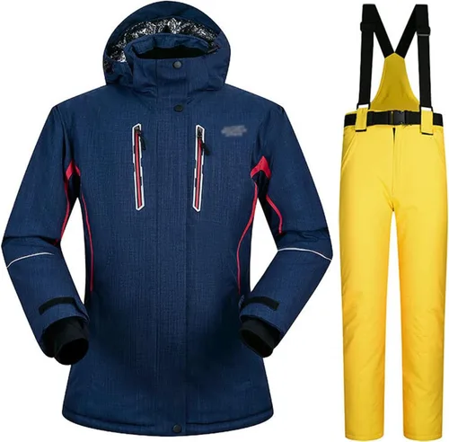 Conjunto de chaquetas y pantalones de esquí para mujer, invierno al aire libre, talla grande, trajes de esquí cálidos con capucha, trajes de nieve E