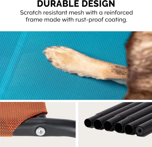 Miniatura 9 de FurHaven Cunas elevadas para mascotas – Hamaca de malla de nailon refrescante y transpirable para perros pequeños y gatos, fácil de montar, duradera