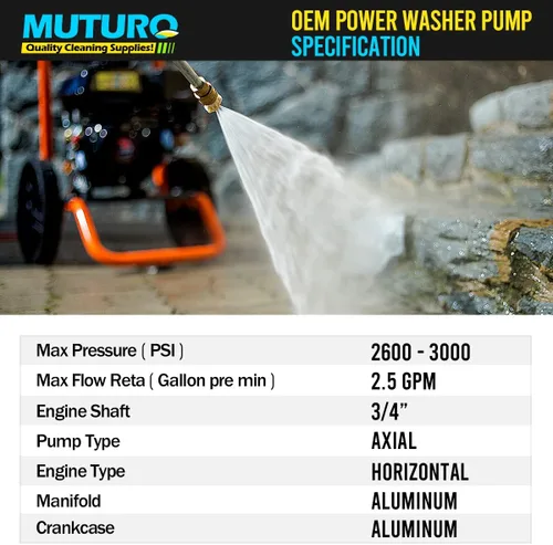 Miniatura 7 de Bomba de lavado a presión horizontal de eje de 3/4", 2600-3000 PSI, 2.5 GPM, bomba de repuesto OEM para Honda GC160,309515003,308418007,020241 y más