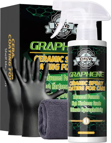 Kingvo Revestimiento de cerámica para automóviles, aerosol de cera de grafeno para automóvil, revestimiento de cerámica, brillo hidrofobicidad para