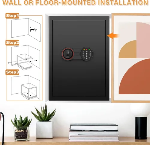 Miniatura 7 de [19.7 pulgadas de alto] Caja fuerte grande para el hogar, cajas fuertes antirrobo con sistema de alarma doble, teclado programable y llaves