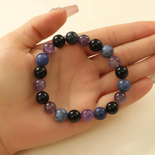 Miniatura 10 de Crystal Vibe Triple Protection Bracelet - 10mm Bead Bracelet for women men With Natural Stones of Tiger Eye Hematite and Black Obsidian - Healing