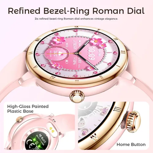 Miniatura 7 de EIGIIS Relojes inteligentes Android para mujer, 1.27 pulgadas, HD, esfera romana, relojes deportivos, rastreadores de actividad con monitor de sueño