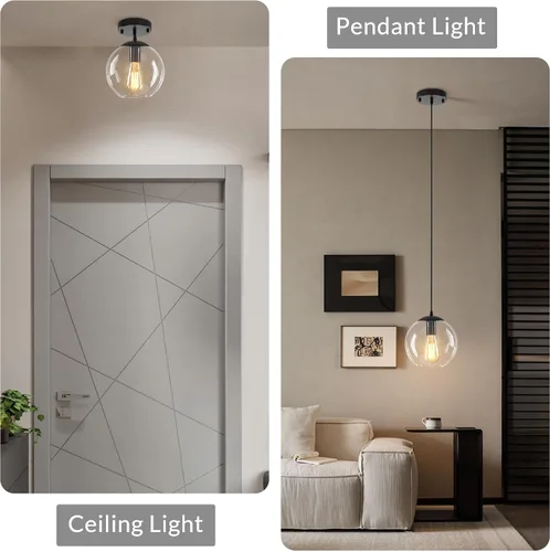 Miniatura 6 de Lámpara Colgante de Globo, Accesorio de Iluminación Colgante Moderno, Candelabro Clásico en Racimo con Pantallas de Vidrio Transparente