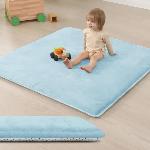 Miniatura 39 de Huloo Sleep Alfombra de Juego para Bebés para Piso, Espesor de 1.3" de Espuma Elástica, Alfombra de 1.27m×1.27m para Tiempo de Barriga, Terciopelo