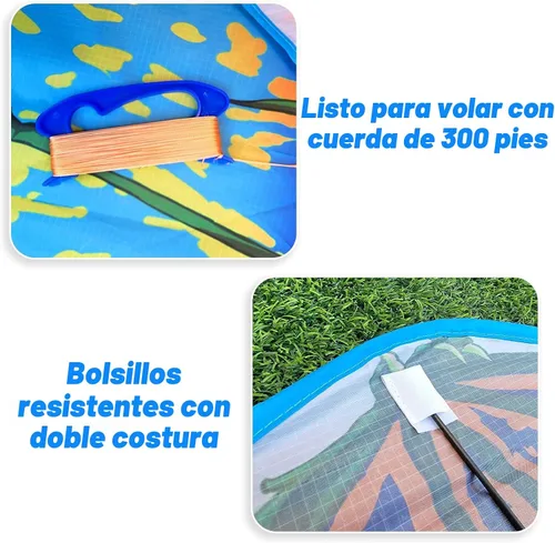 Miniatura 5 de Mint's Colorful Life Cometa de dragón para niños y adultos, fácil de volar, las mejores cometas de playa para principiantes, cuerda de cometa de 300