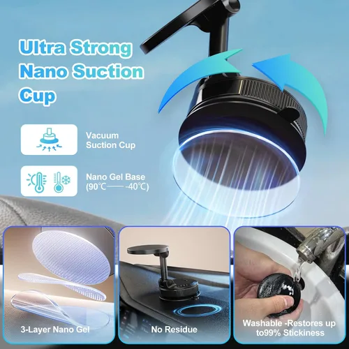 Miniatura 4 de Soporte magnético para teléfono de automóvil para tablero y parabrisas, fuerte succión e imán N52, soporte manos libres ajustable de 360° compatible