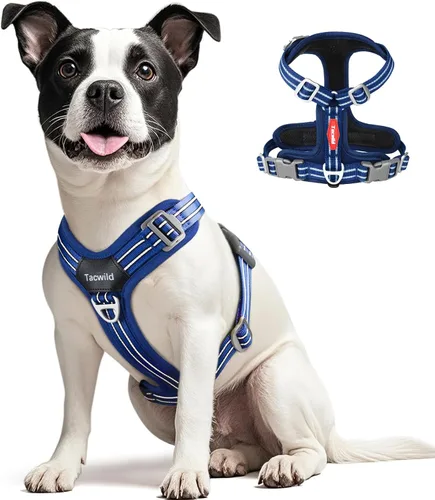 Miniatura 12 de Arnés sin tirones para perro, chaleco reflectante ajustable con broche de metal, malla suave transpirable sin estrangulamiento para cachorro, fácil