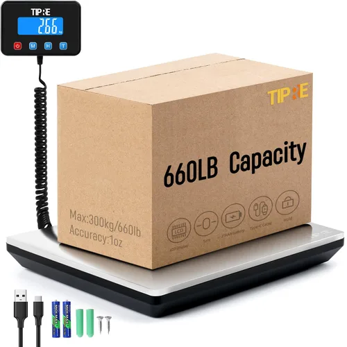 Miniatura 8 de TIPRE Báscula postal de envío digital de 440 libras/0.5 onzas de precisión. Báscula de peso comercial de fibra de carbono ligera para paquetes