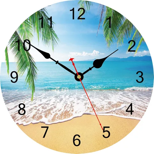 TAHEAT Reloj de pared de palmera de 8 pulgadas, pequeños relojes náuticos costeros para baño, decorativo, funciona con pilas, silencioso, sin